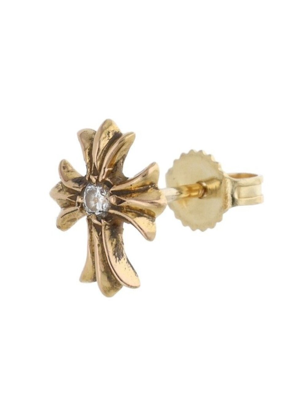 Chrome Hearts 22k No2 CH Dia 22k CH Cross Stud Gold Earrings